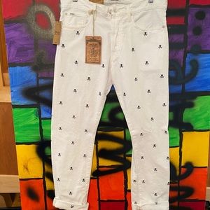 Ralph Lauren white skull jeans